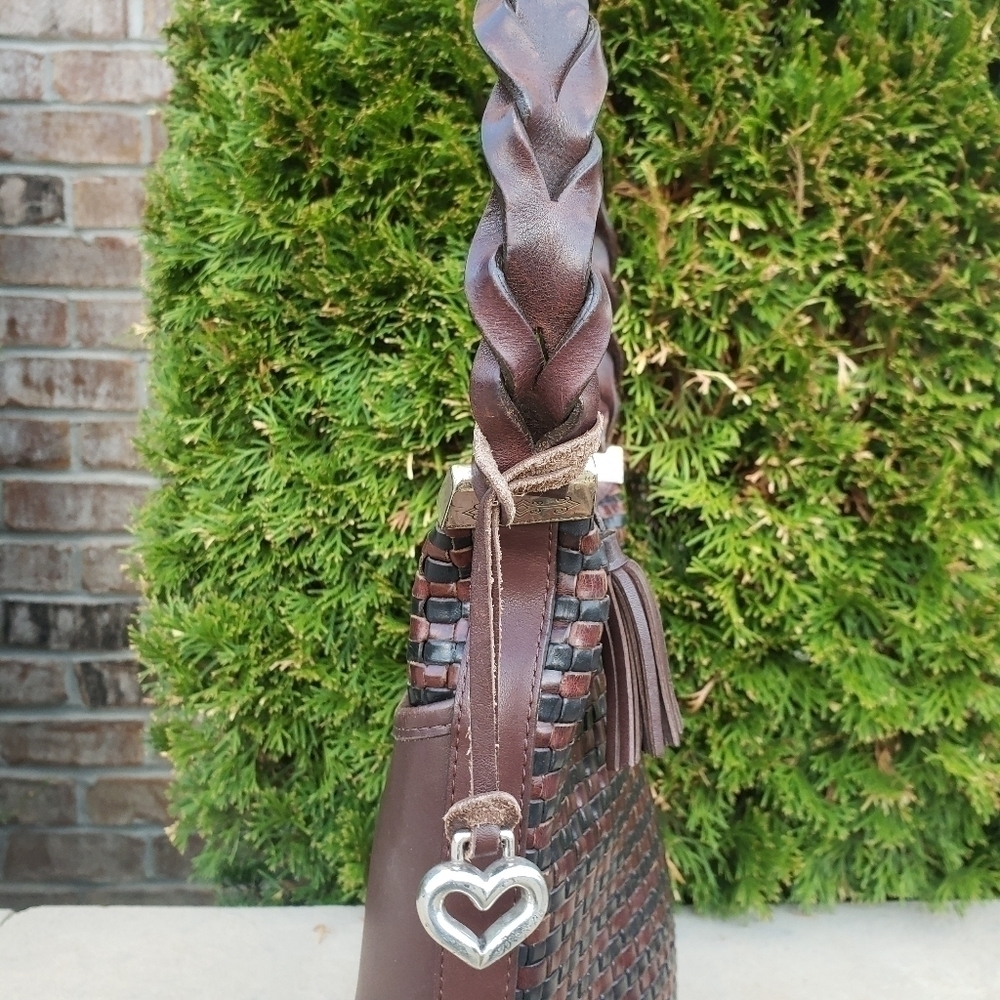 Brighton Heart Woven Leather Bucket Handbag - Picture 7 of 9